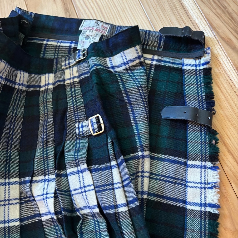 Vintage The Scotch House Wool Plaid Pleated Buckle Accent Wrap Style Skirt - Picture 8 of 10